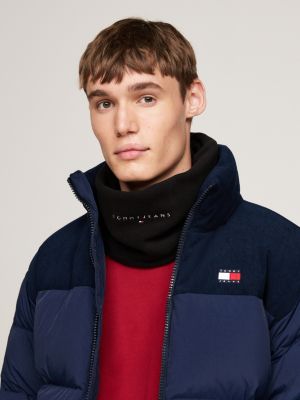 scaldacollo in pile con logo ricamato nero da uomini tommy jeans