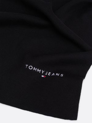 schwarz strickschal mit aufgesticktem logo für herren - tommy jeans