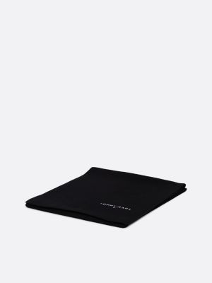 schwarz strickschal mit aufgesticktem logo für herren - tommy jeans
