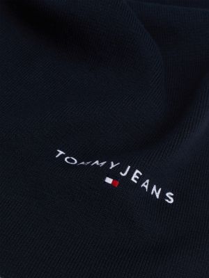 sciarpa in maglia con logo ricamato nero da uomini tommy jeans