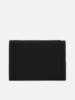 portafogli trifold con distintivo nero da uomini tommy jeans