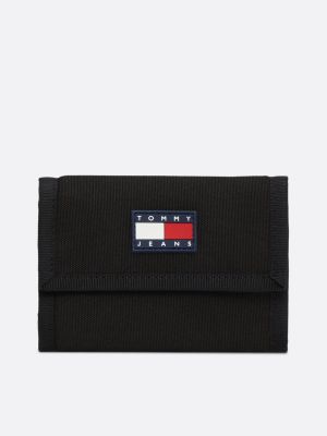 portafogli trifold con distintivo black da uomini tommy jeans