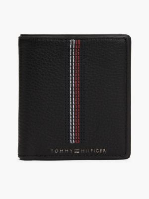 portafogli trifold casual in pelle black da uomini tommy hilfiger