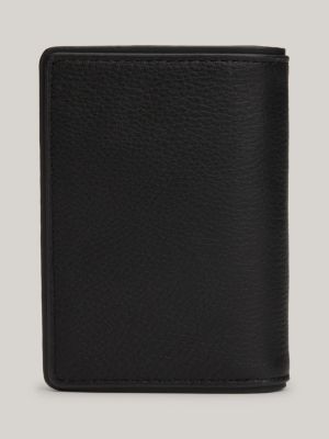 portafogli bifold casual in pelle nero da uomini tommy hilfiger