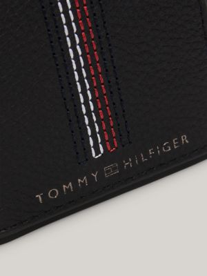 portafogli bifold casual in pelle nero da uomini tommy hilfiger