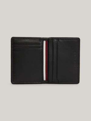 portafogli bifold casual in pelle nero da uomini tommy hilfiger