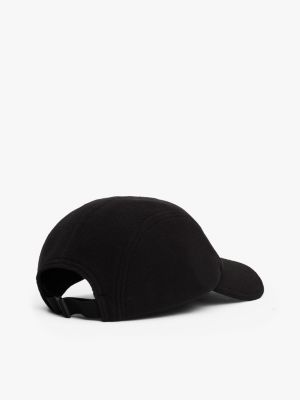 black fleece five-panel baseball cap for men tommy jeans