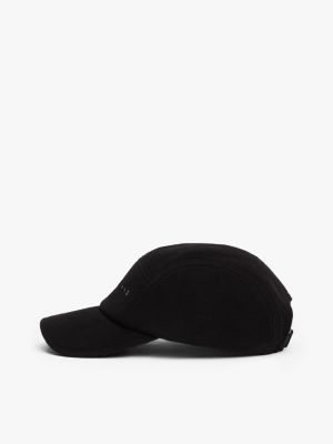 cappello da baseball a cinque sezioni in pile nero da uomini tommy jeans