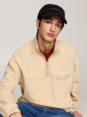 black fleece five-panel baseball cap for men tommy jeans