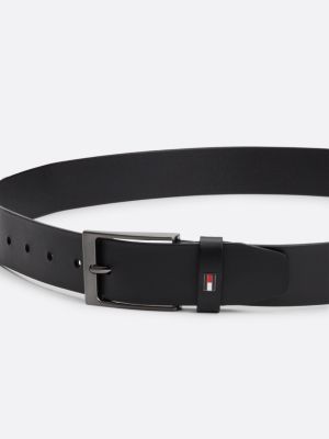 black layton enamel flag adjustable leather belt for men tommy hilfiger