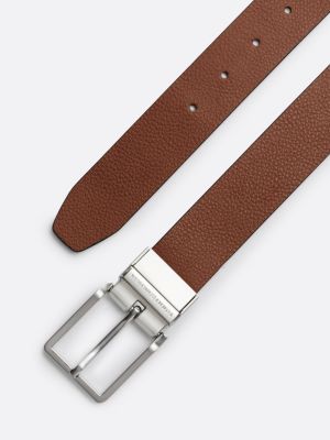 black logo square buckle reversible leather belt for men tommy hilfiger