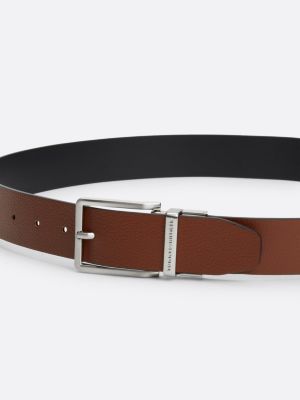 black logo square buckle reversible leather belt for men tommy hilfiger