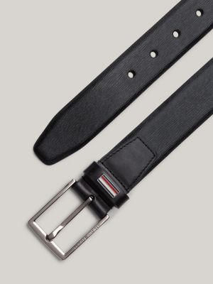 black th business textured leather belt for men tommy hilfiger