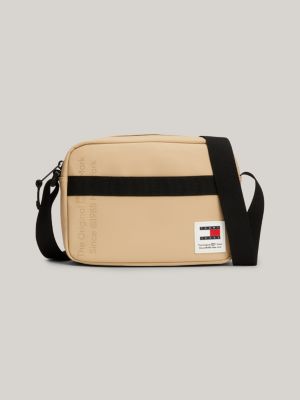 beige essential webbing strap camera bag for men tommy jeans