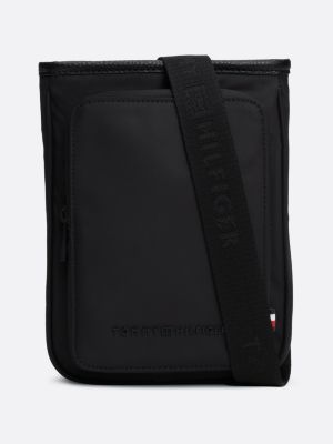 black crossbody-tasche mit logo für herren - tommy hilfiger