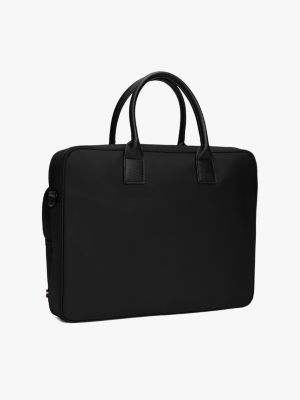 borsa per laptop con logo sulla tracolla nero da uomini tommy hilfiger