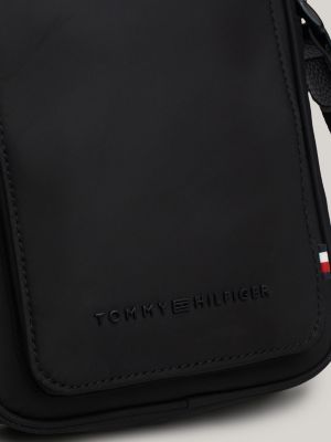 borsa reporter piccola con logo in rilievo nero da uomini tommy hilfiger