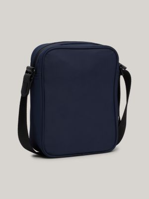 borsa reporter piccola con logo in rilievo blu da uomini tommy hilfiger