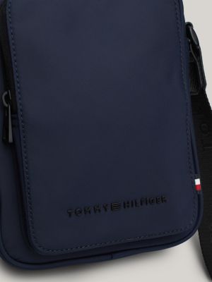 borsa reporter piccola con logo in rilievo blu da uomini tommy hilfiger