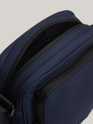 borsa reporter piccola con logo in rilievo blu da uomini tommy hilfiger