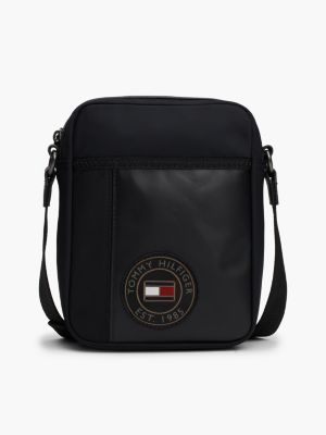 borsa reporter con mix di texture black da uomini tommy hilfiger