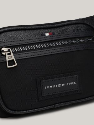 marsupio casual con patch logo nero da uomini tommy hilfiger