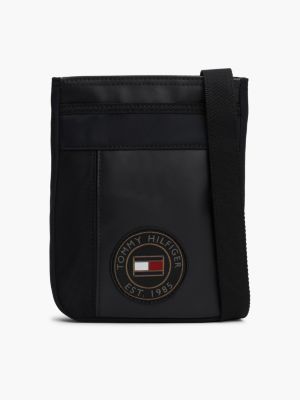 borsa a tracolla con patch logo black da uomini tommy hilfiger