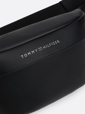 marsupio corporate con mix di texture nero da uomini tommy hilfiger