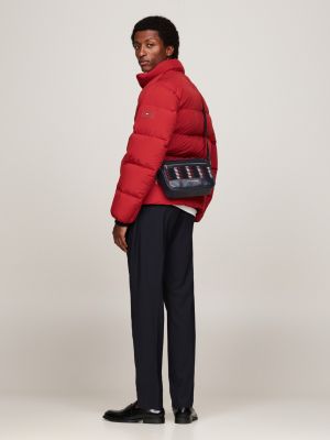 blau corporate kameratasche aus leder für herren - tommy hilfiger