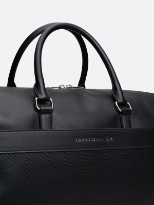 borsone corporate con mix di texture nero da uomini tommy hilfiger