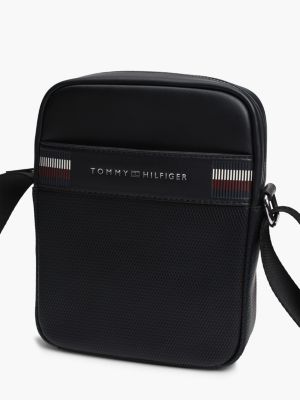 borsa reporter corporate con mix di texture nero da uomini tommy hilfiger