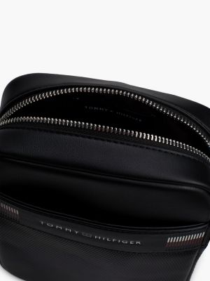 borsa reporter corporate con mix di texture nero da uomini tommy hilfiger