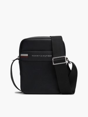 borsa reporter corporate con mix di texture black da uomini tommy hilfiger