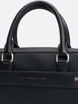 borsa per laptop corporate con mix di texture nero da uomini tommy hilfiger