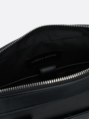 borsa per laptop corporate con mix di texture nero da uomini tommy hilfiger