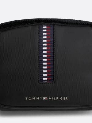 camera bag corporate con dettaglio in tessuto nero da uomini tommy hilfiger