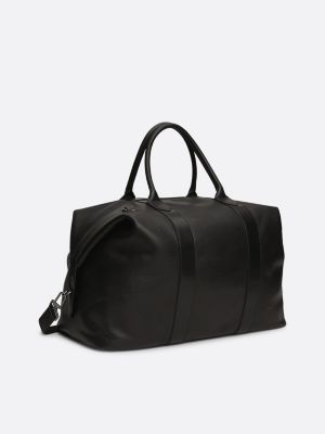 black premium leather duffel bag for men tommy hilfiger