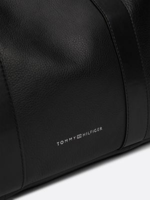 black premium leather duffel bag for men tommy hilfiger