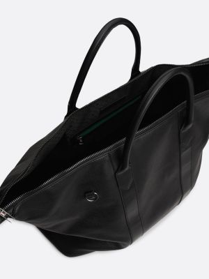 borsa da viaggio premium in pelle nero da uomini tommy hilfiger