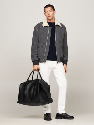 sac duffle en cuir haut de gamme noir pour hommes tommy hilfiger