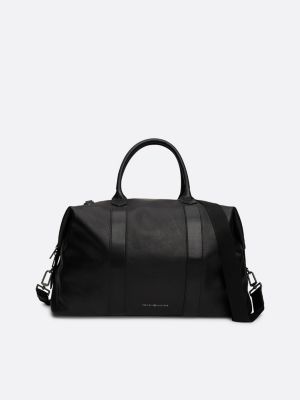 borsa da viaggio premium in pelle black da uomini tommy hilfiger