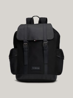 Casual strukturierter Rucksack mit Klappe Schwarz Tommy Hilfiger