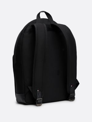 zwart casual rugzak met rond design en logopatch voor heren - tommy hilfiger