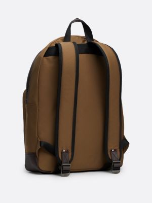 brown casual logo patch dome backpack for men tommy hilfiger