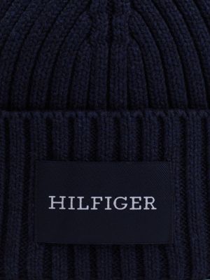blau hilfiger monotype rippstrick-beanie mit wolle für herren - tommy hilfiger