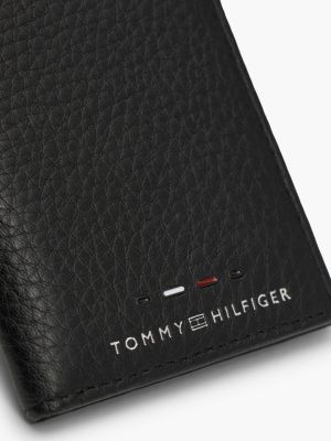 portafogli bifold premium in pelle nero da uomini tommy hilfiger