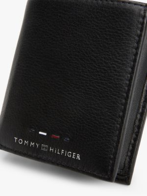 cartera plegable premium de piel negro de hombres tommy hilfiger