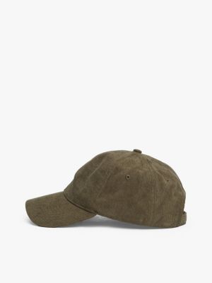 casquette 6 panneaux en velours côtelé vert pour hommes tommy hilfiger