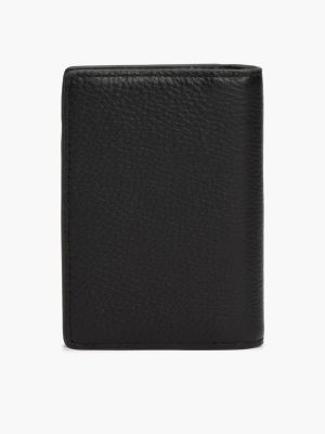 portafogli bifold casual in pelle nero da uomini tommy hilfiger