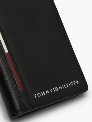 portafogli bifold casual in pelle nero da uomini tommy hilfiger